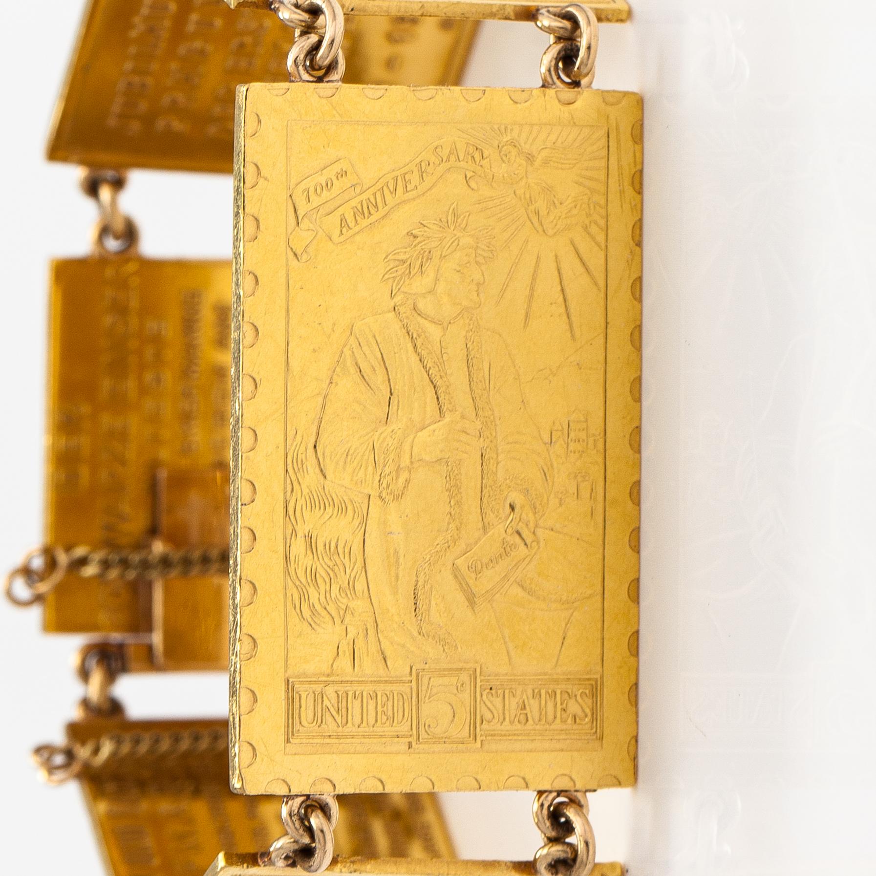 A bracelet with post stamps made of 900 gold..