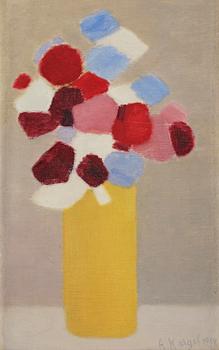 568. Axel Kargel, Flowers in a yellow vase.