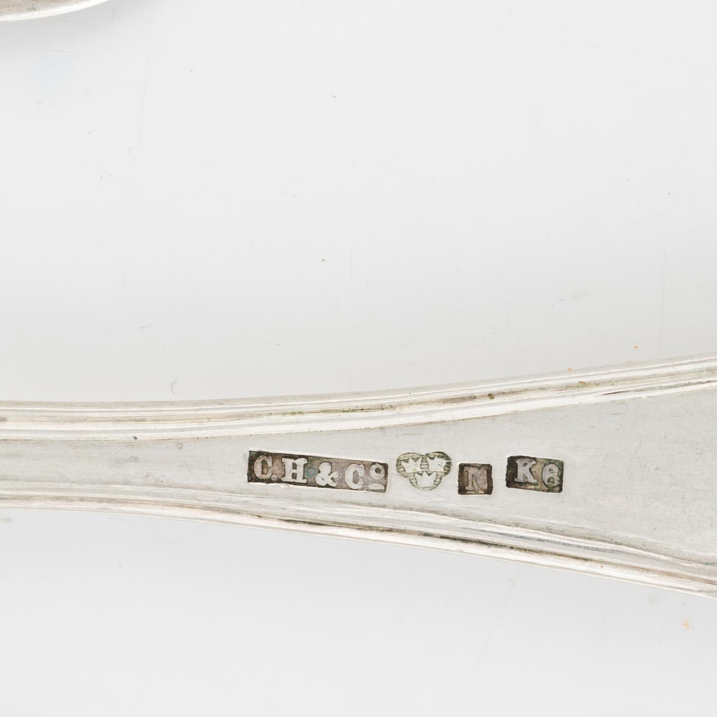 A set of silver cutlery, among others Emanuel Forssman, Växjö, 1855.