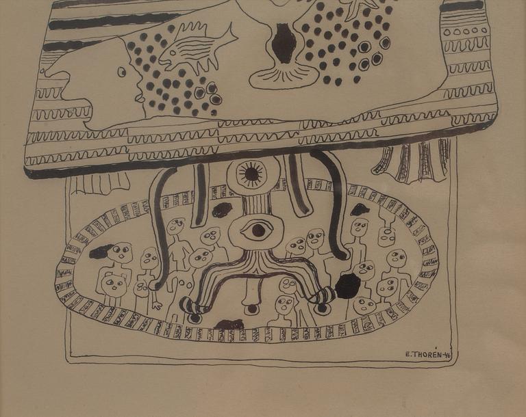 ESAIAS THORÉN, Tusch, signerad o daterad 1946.