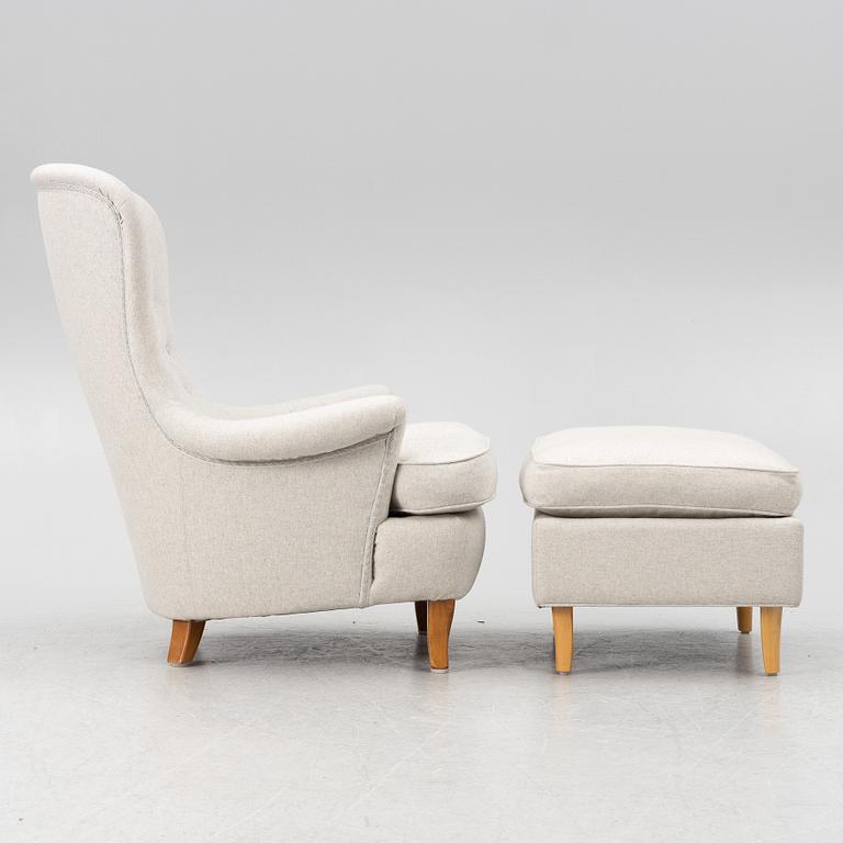 Carl Malmsten, armchair with footstool, "Solo", second half of the 20th century.