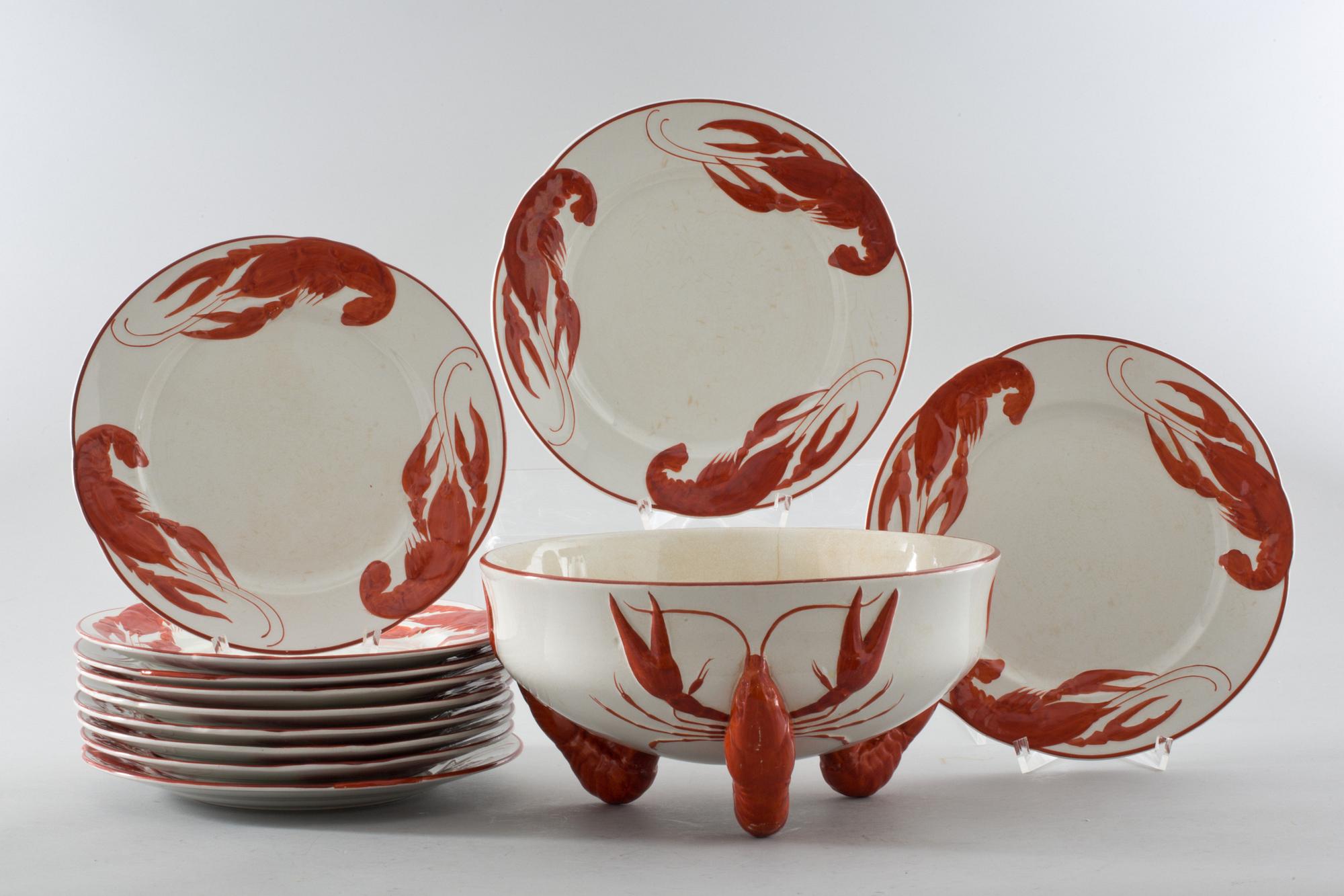 KRÄFTSERVISDELAR, 12 st, flintgods, Alf Wallander, Rörstrand.