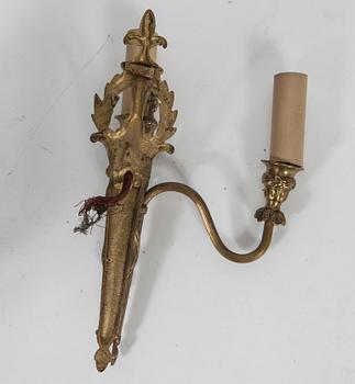 VÄGGLAMPETTER, ett par, mässing, gustaviansk stil, 1900-talets mitt.