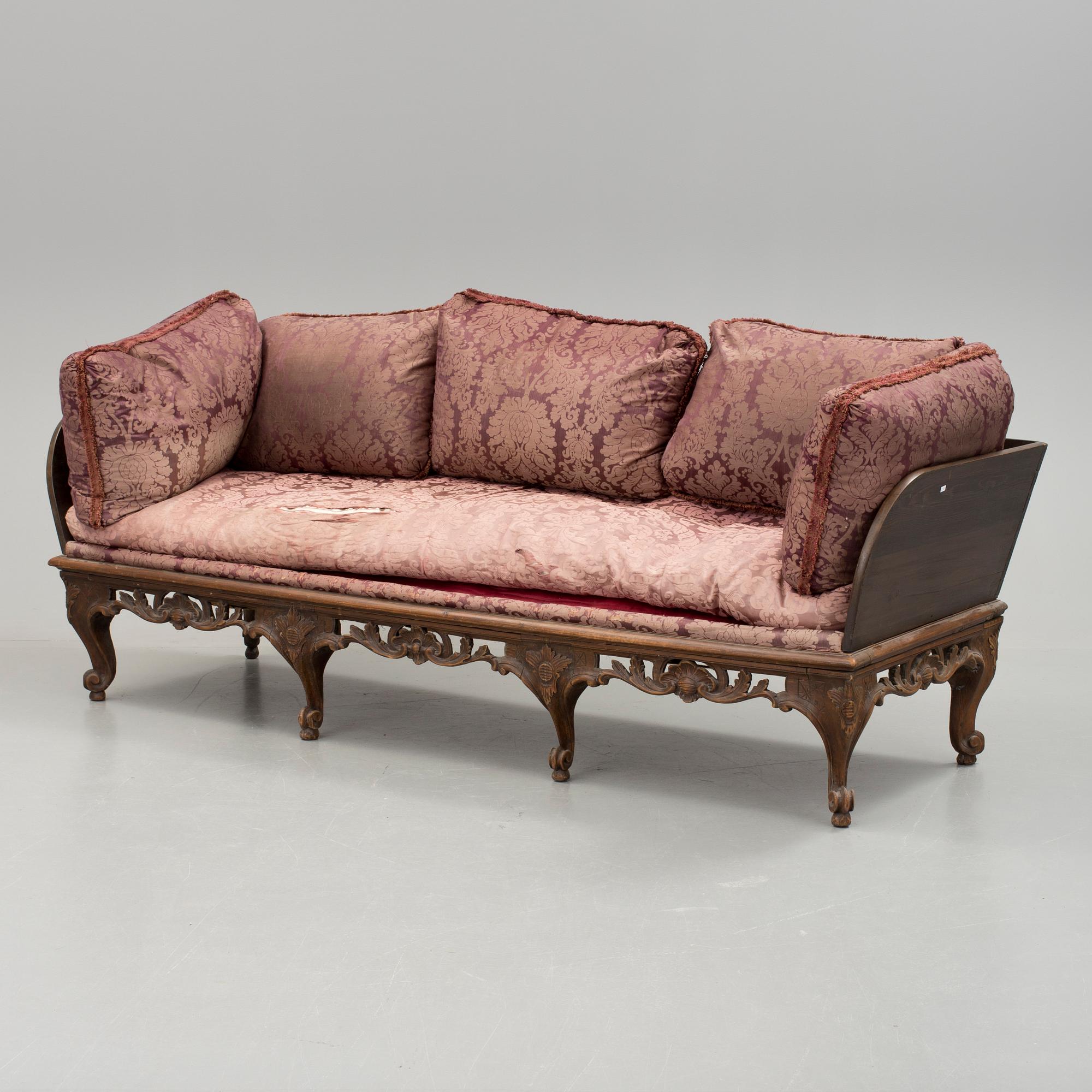 TRÅGSOFFA, rokokostil, 1800-tal.