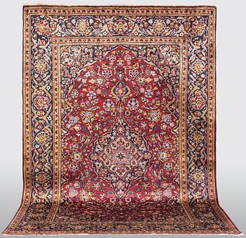 A carpet, Old silk, Kashan, ca 200 x 128 cm.