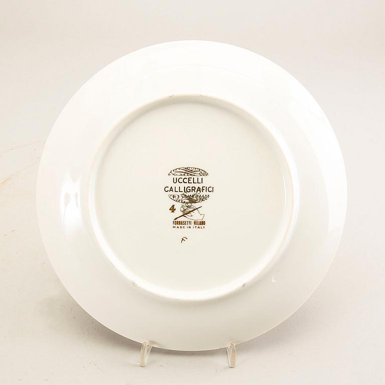 Piero Fornasetti, plates, 7 pcs, "Uccelli Calligrafic", Italy.