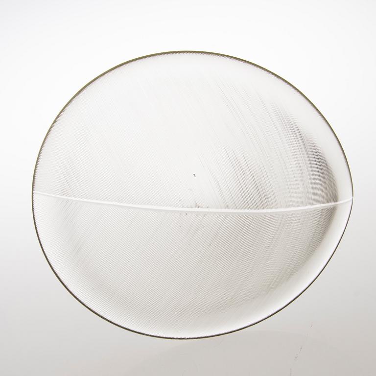 TAPIO WIRKKALA, A 'Leaf' dish in comb cut glass, signed Tapio Wirkkala Iittala 3337.