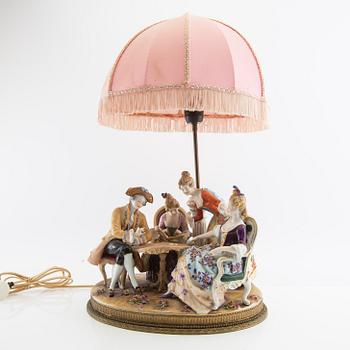 Table lamp Capo di Monte similar mark 20th century porcelain.