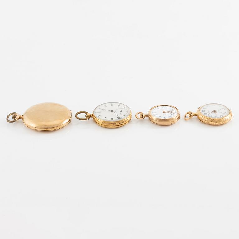Pocket watches/grandfather clocks, 4 pcs.
