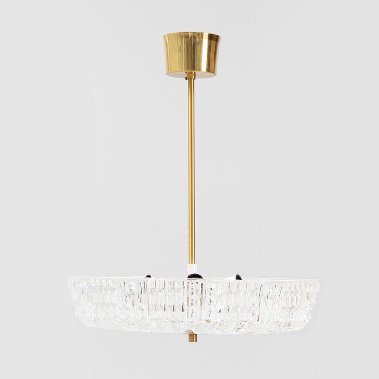 A brass and glass ceiling lamp, Sweden, second half of the 20th century.