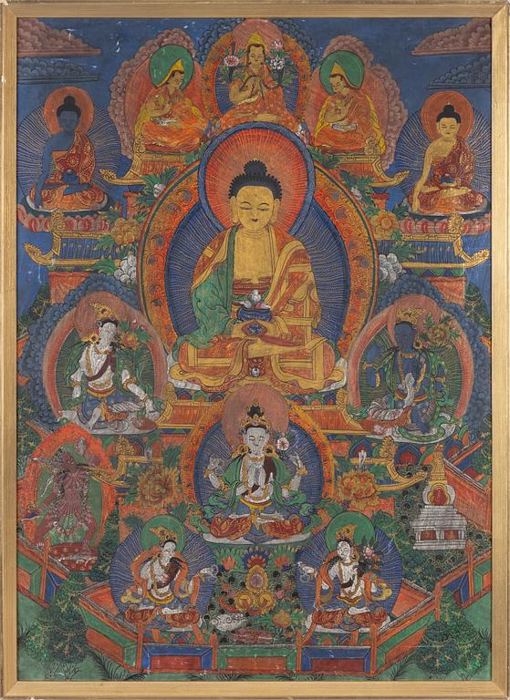 A Tibetan thangka, 20th century.