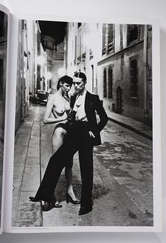 Helmut Newton, Signed book published by Taschen, Monte Carlo, 1999, ed 10000, with a metal table.