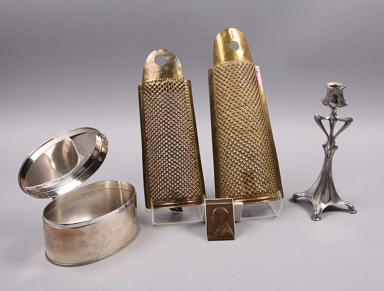 PARTI METALL, 5 delar. Bla 1800-tal.