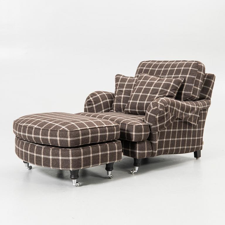 Armchair, “Howard”, with footstool, Englesson Design, modern manufacture.