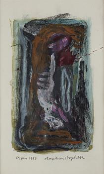 Olav Christopher Jenssen, mixed media on paper, signed and dated 24.jan.1987.