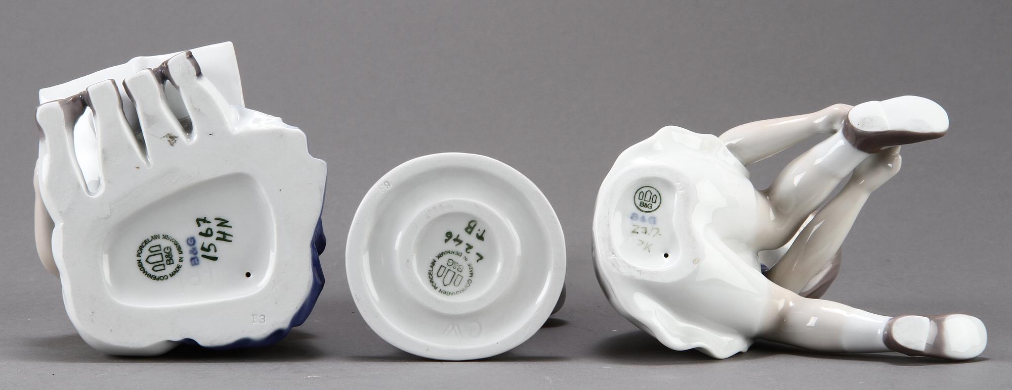 FIGURINER, 6 st, porslin, Bing & Gröndahl och Kongl Dansk.