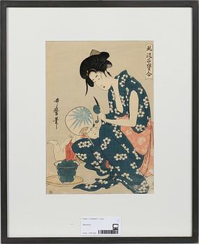 UTAMARO, efter, träsnitt, Japan, 1900-tal.
