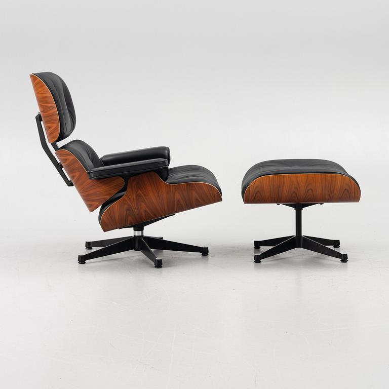 Charles & Ray Eames, Armchair with ottoman, "Lounge chair", Vitra, 21st century.