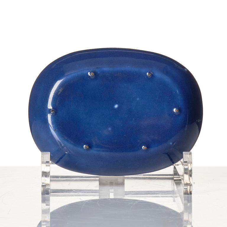 A blue glazed brush 'dobule fish' washer, Qing dynasty, 19th century.
