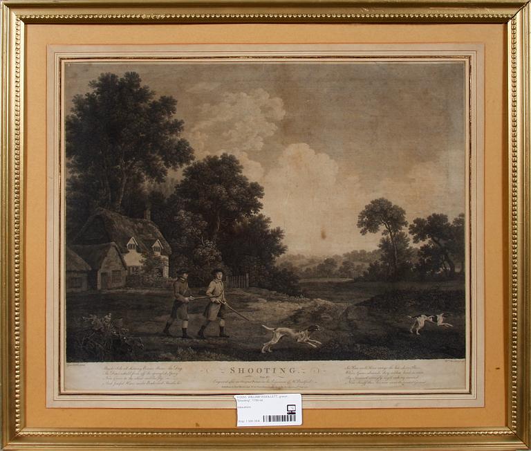 WILLIAM WOOLLETT, gravyr, "Shooting". 1700-tal.