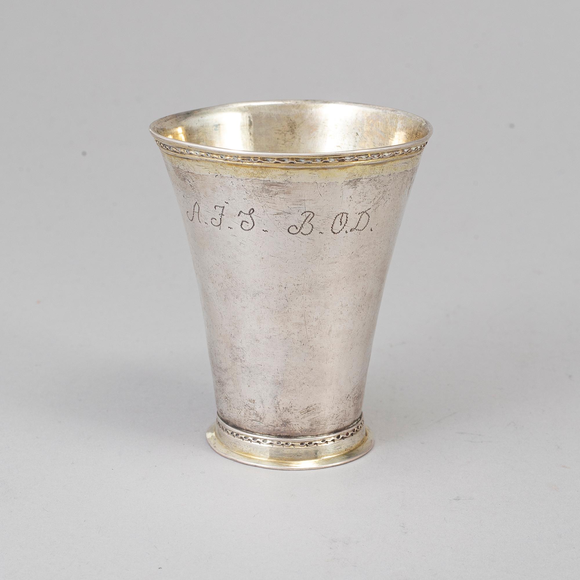 M Simons, bägare, silver, Piteå (1756-59).