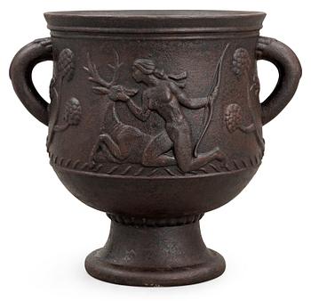 An Ivar Johnsson cast iron garden urn 'Diana' by Näfveqvarn, Sweden 1920's.