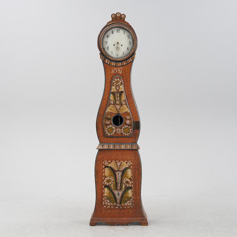 A Swedish provincial painted longcase-clock, dated 1847.