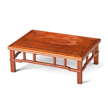 A small huanghuali low table, 'Kangzhou', Qing dynasty, 19th century.