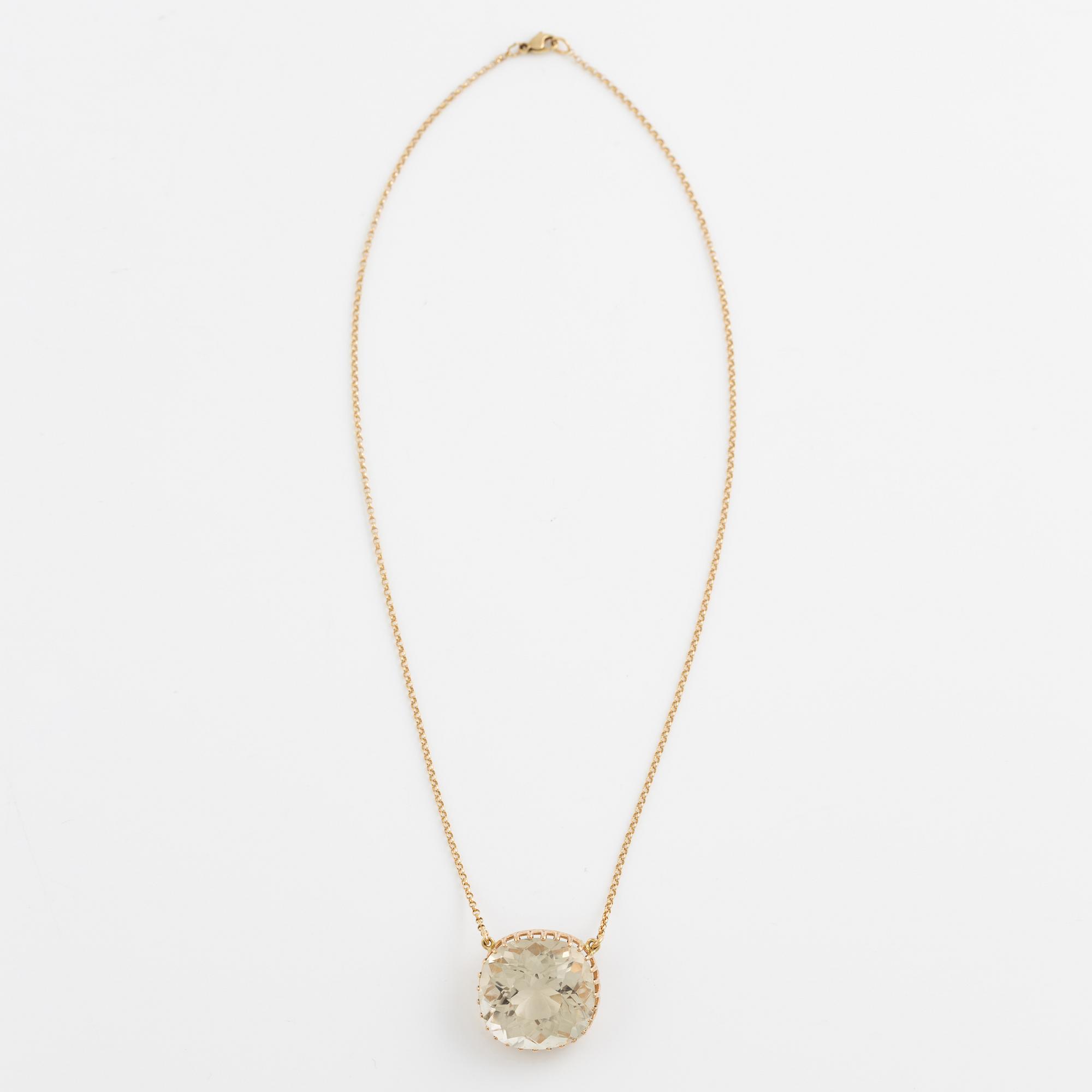 Necklace 18K gold with quartz.