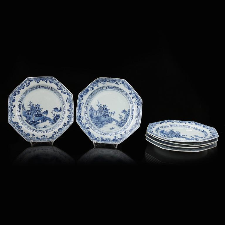 TALLRIKAR, 6 st samt ASSIETTER, 2 st, kompaniporslin, Kina, 1700-tal.