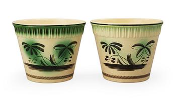 863. A pair of Arthur Percy creamware flower pots, 'Percy', Gefle, 1920's.