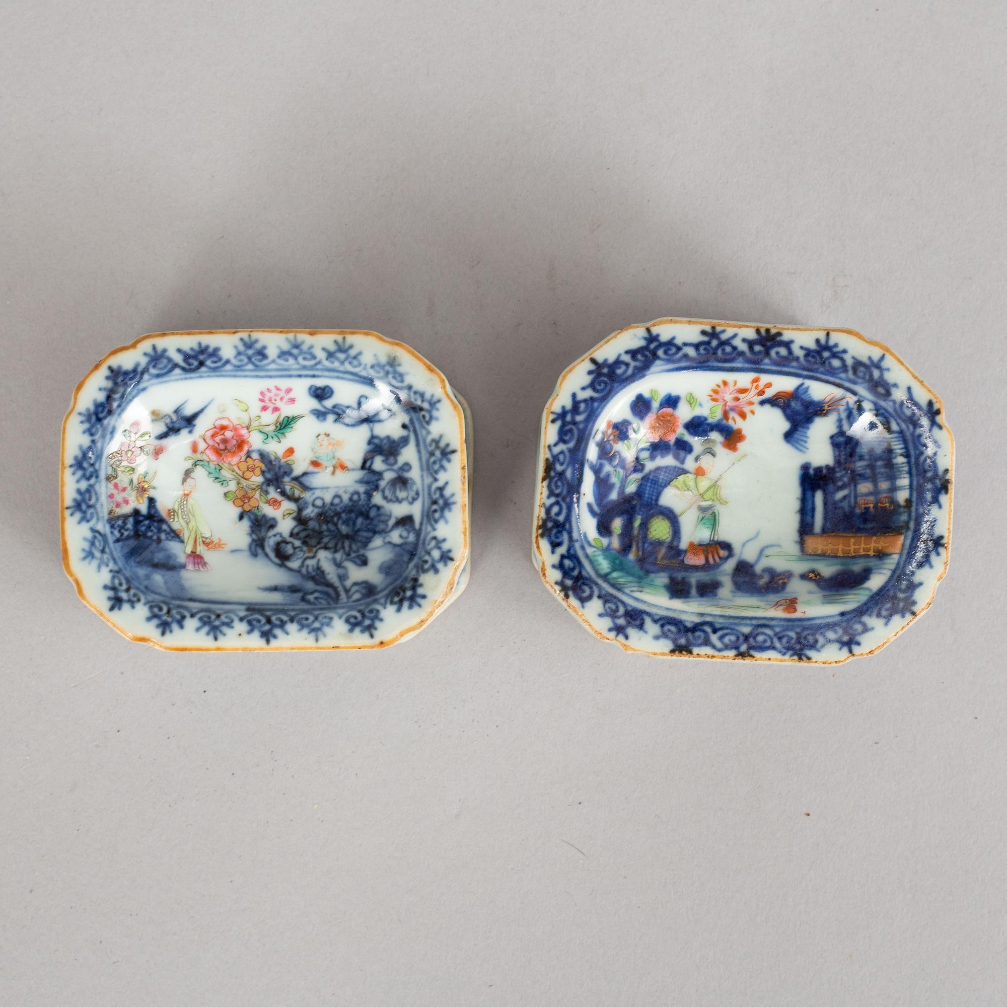 Saltkar, två stycken, olika. Qingdynastin, Qianlong (1736-95).