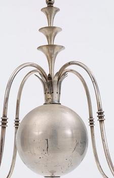 An Elis Bergh white metal ceiling lamp, C.G. Hallberg, Stockholm 1920's.