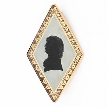 Brooch 18K gold with silhouette portrait, late Gustavian.