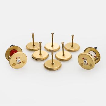 A set of eight 1960s-70s door handles.