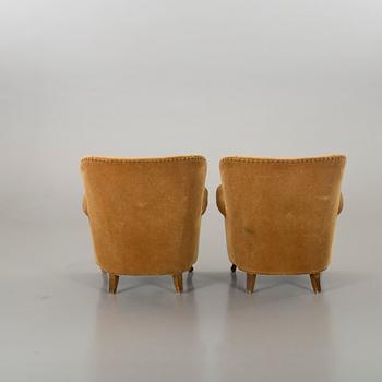 A PAIR OF EASY CHAIRS 1940'S.