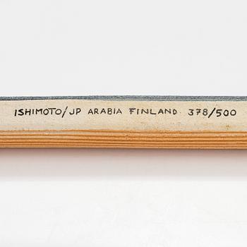 Fujiwo Ishimoto, a ceramic wall vase, signed and marked in the mass, Arabia Finland.
