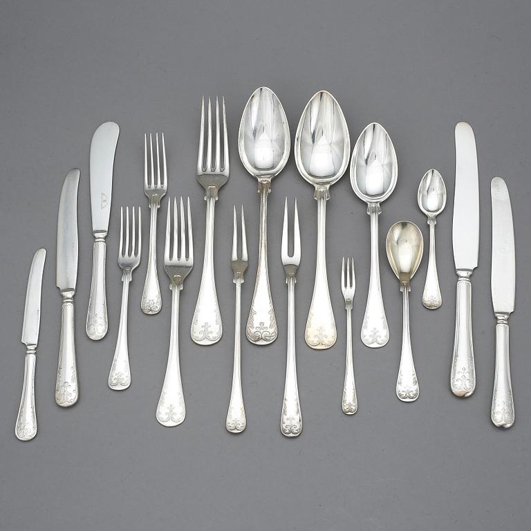 BESTICKUPPSÄTTNING, nysilver. 114 delar. Franska Liljan, 1900-talets första hälft.