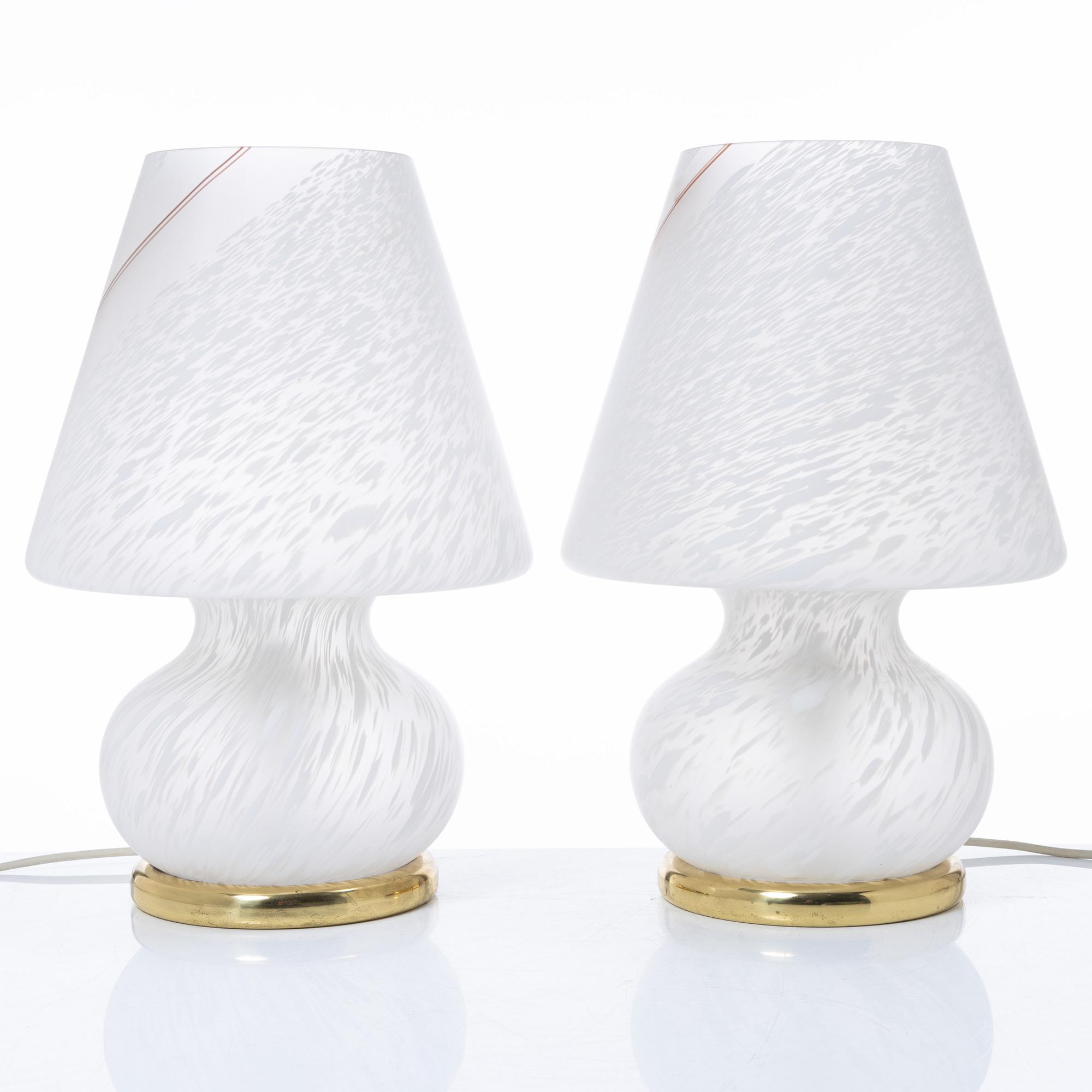 A pair of table lamps, Vetri, Murano, Italy, late 20th Century.