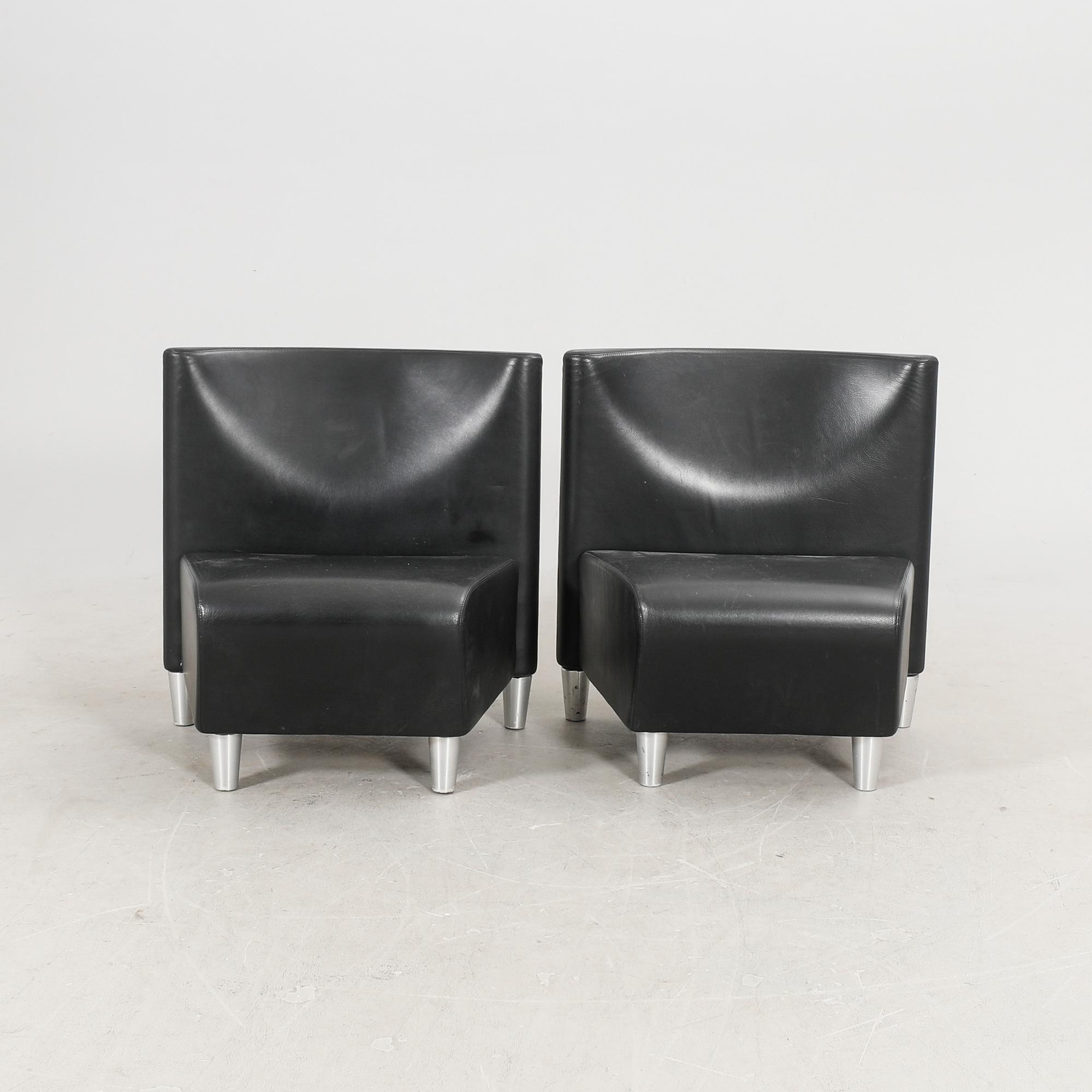 A set of eight leather easychairs by Erik Jørgensen Møbelfabrik, Svendborg, Denmark.