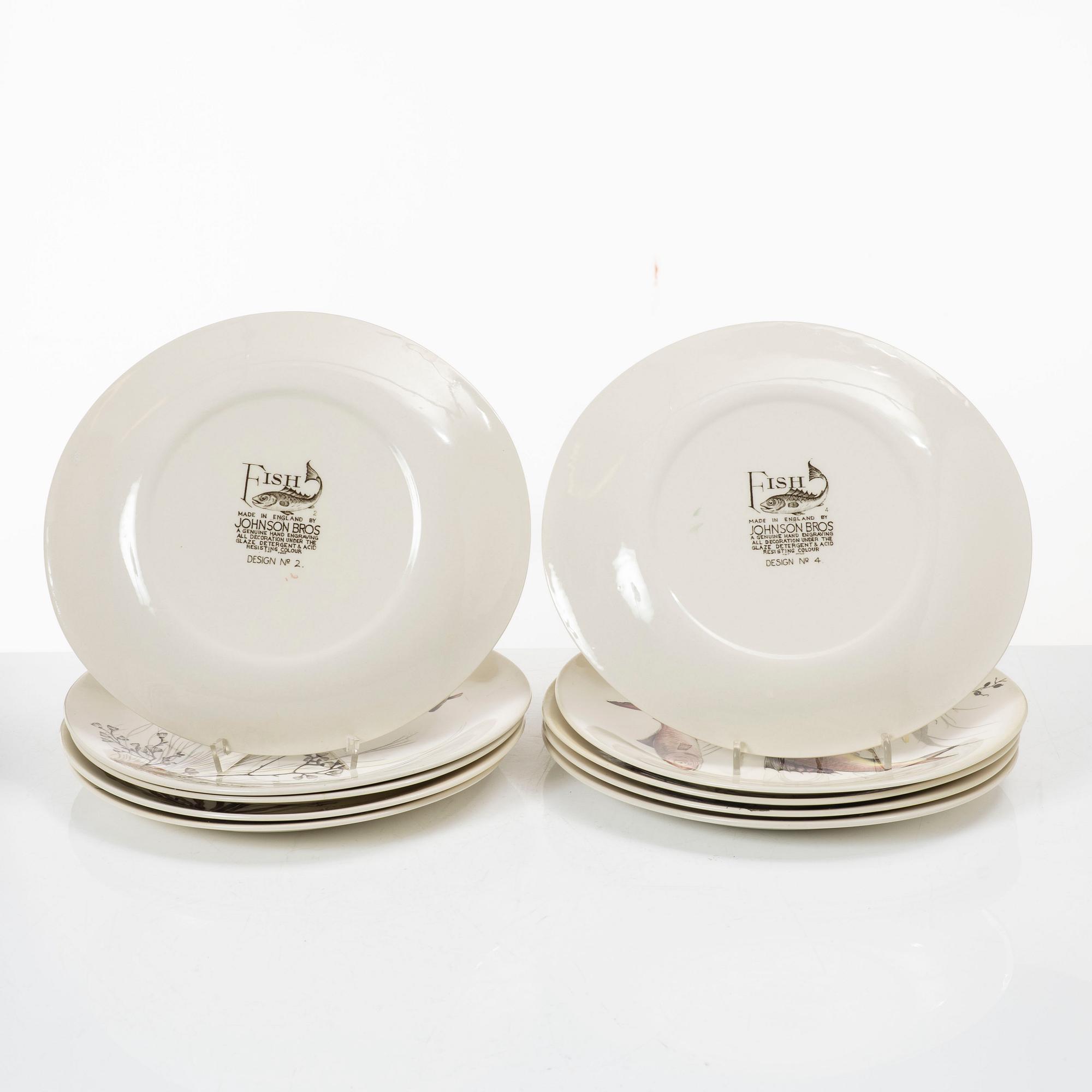 Fish service, 14 pieces, earthenware, "Fish", Johnson Bros, England.