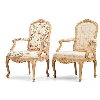 37. Two matched Swedish Rococo 18th century armchairs.