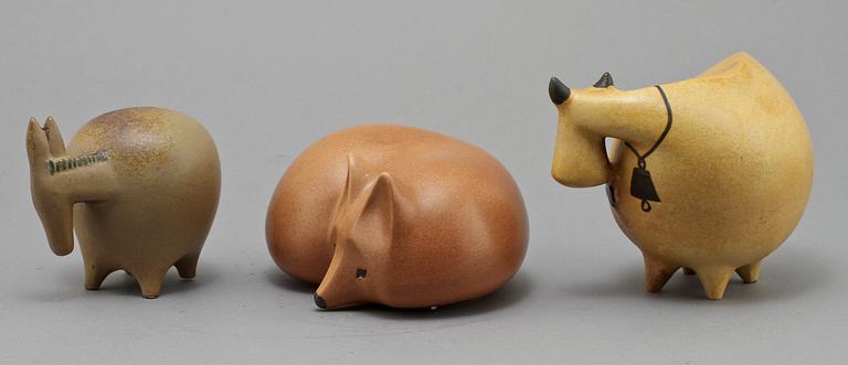 FIGURINER, 3 st, stengods, Lisa Larson, Gustavsberg,