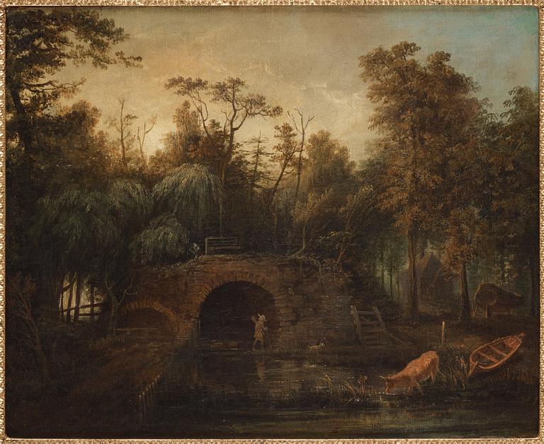 Elias Martin, Landscape with figure and cattle by a river.