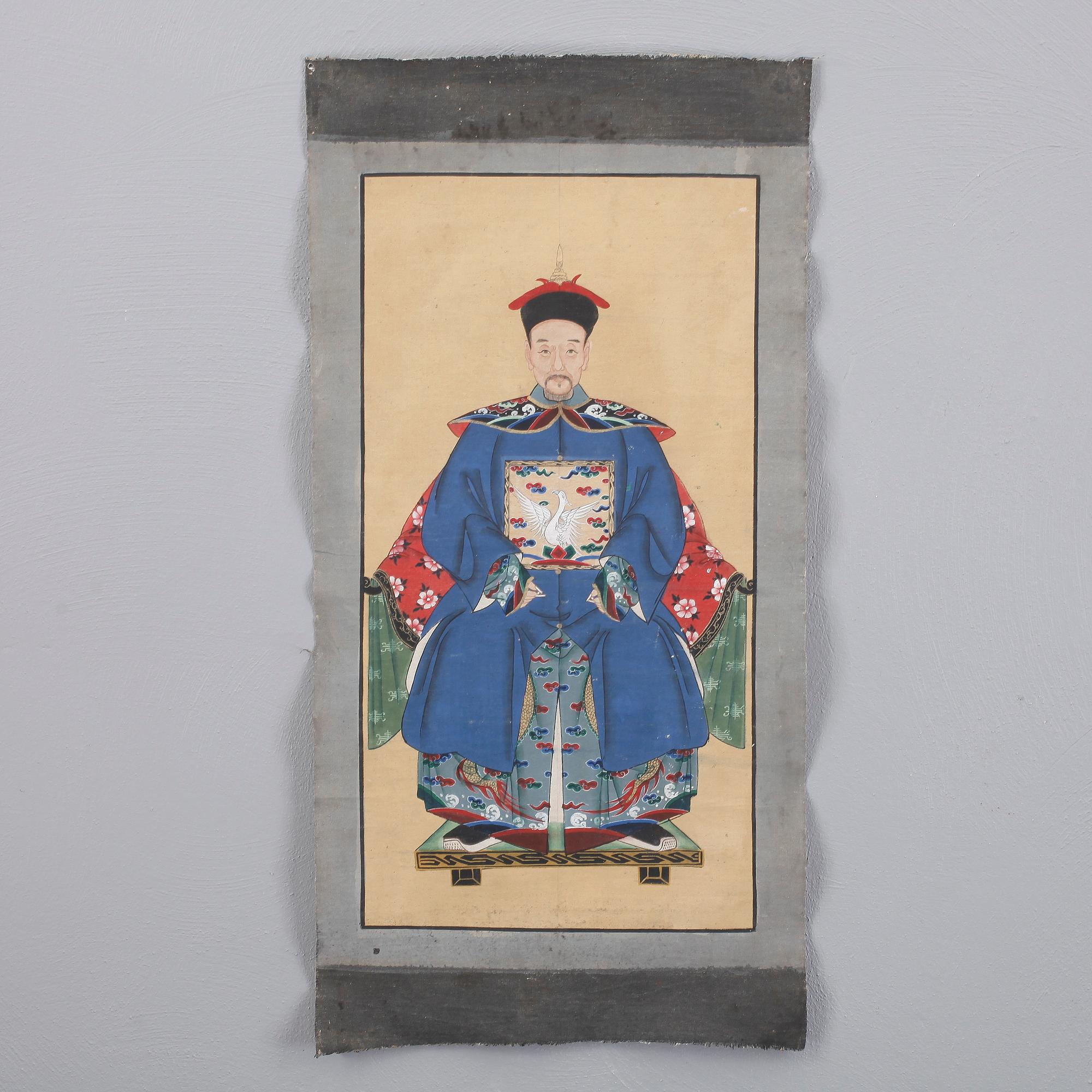 OKÄND KONSTNÄR, ett par, olja på duk, Kina, sen Qing/1900-talets första hälft.