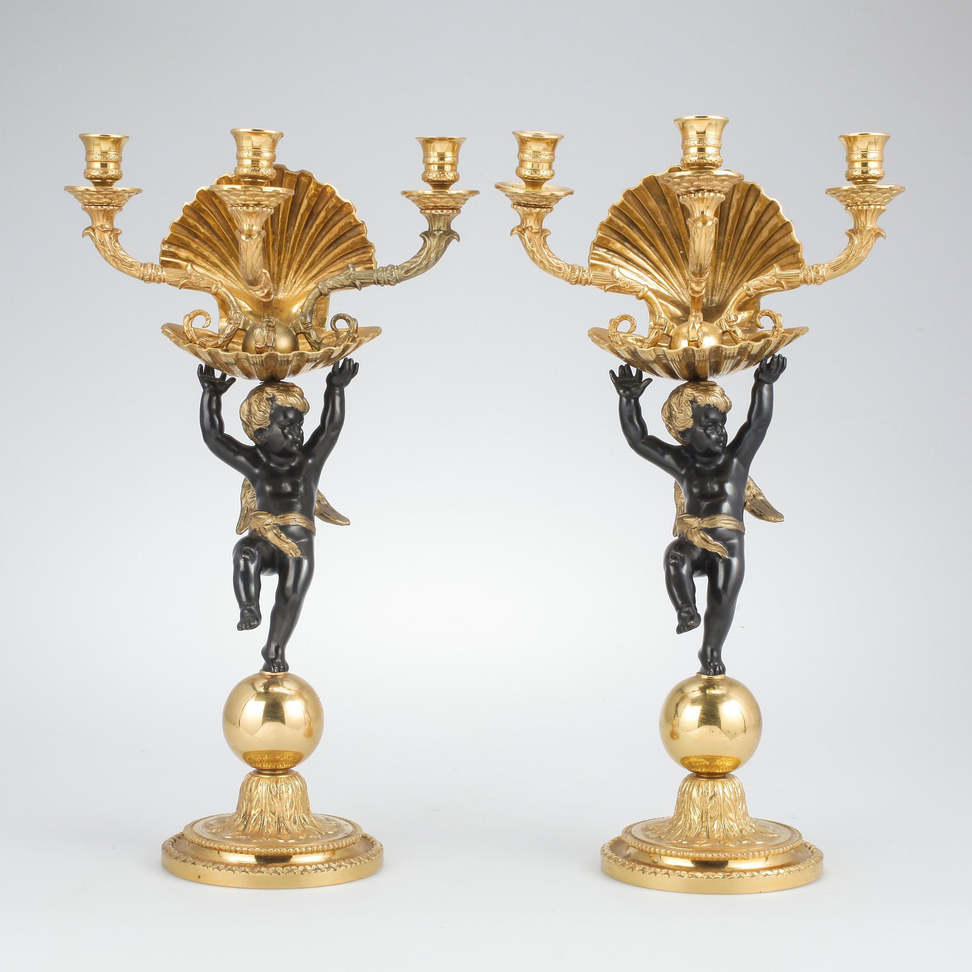 KANDELABRAR, ett par, Louis XVI-stil, 1900-tal.