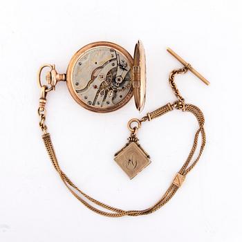 FICKUR, förgylld mässing, Hampden Watch Co, USA, ca 1900, med kedja.