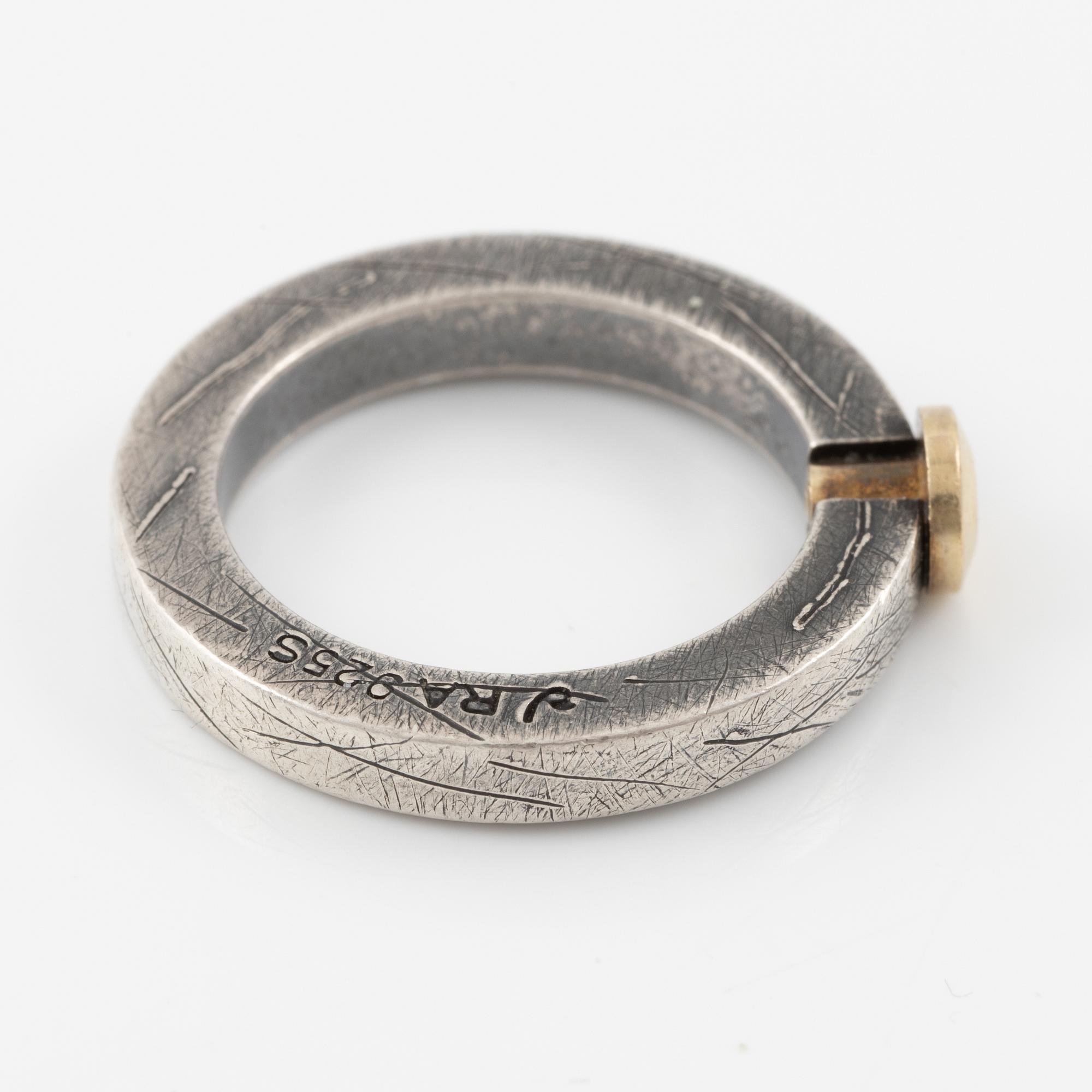 Bracelet, necklace, a pair of earrings, and a ring, Pia Rauff, silver with small diamonds.