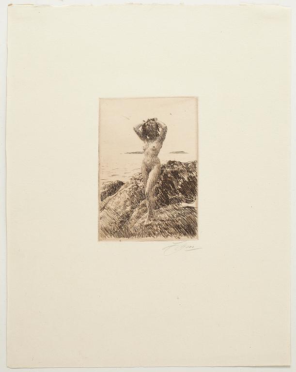 ANDERS ZORN, etsning, utförd 1914, signerad med blyerts.