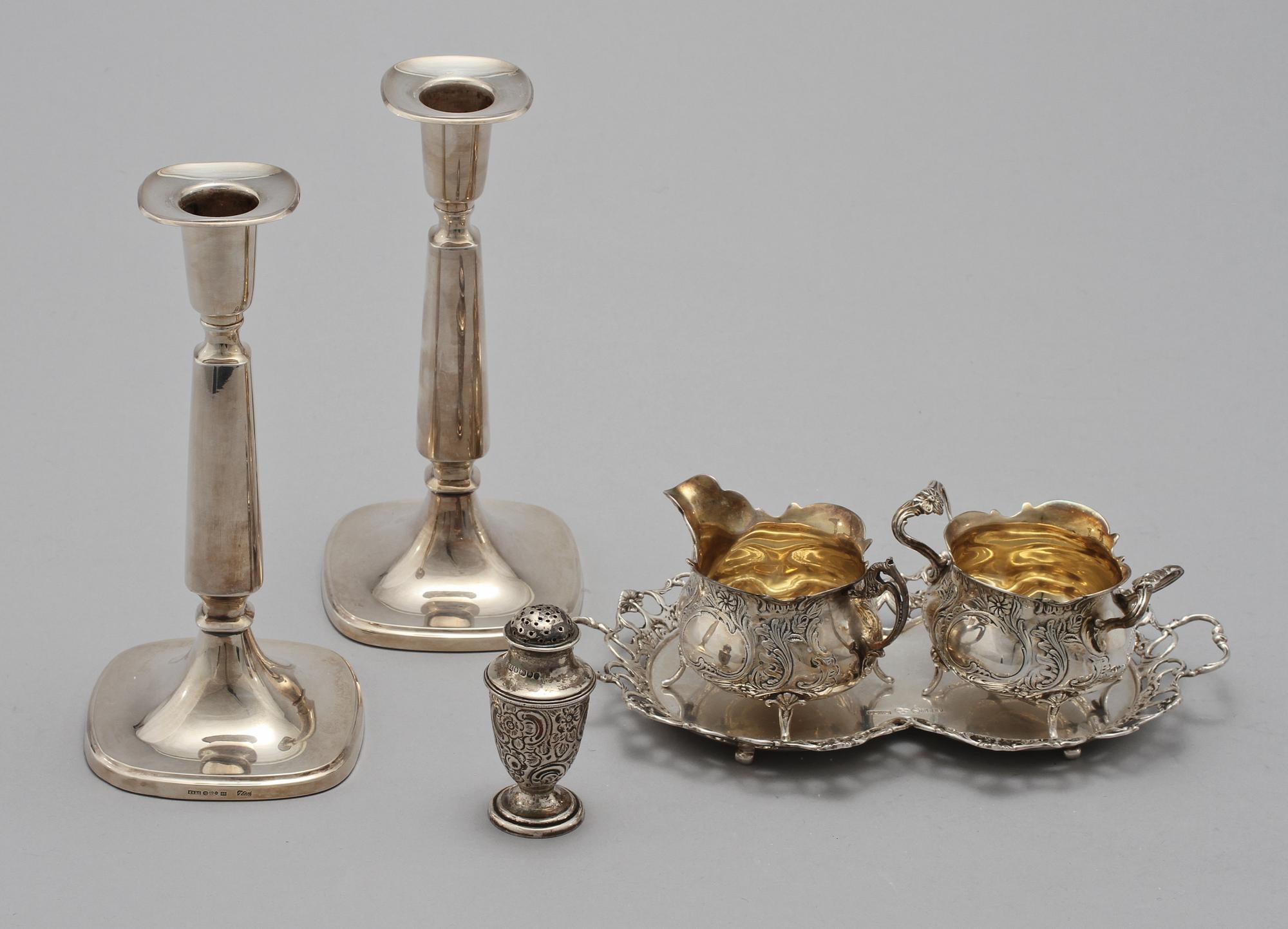 PARTI SILVER, 6 delar, mestadels Sverige, 1800/1900-tal. Total vikt 750 g.